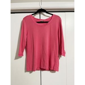 J. Jill Scoop Neck Three Quartered Sleeve Medium Pink Sweater